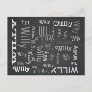 Rustic Chalkboard Name Collage Postcard
