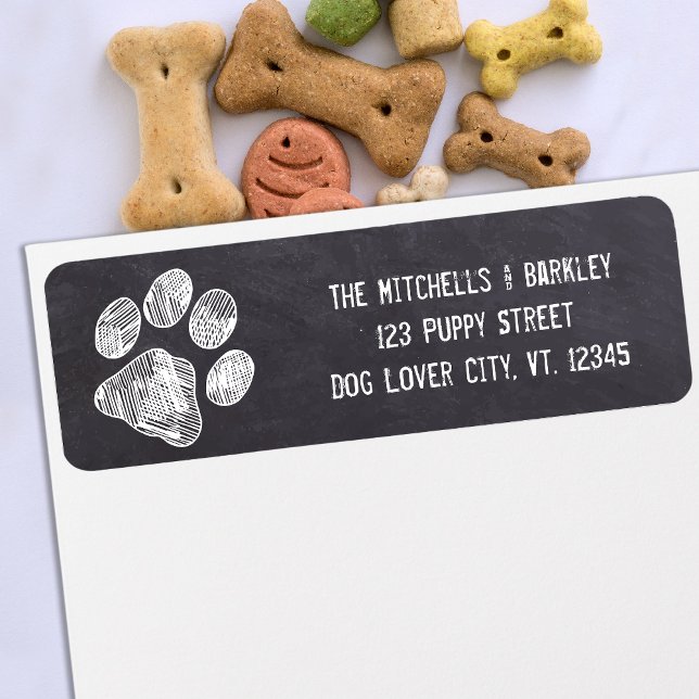Rustic Chalkboard Paw Print Return Address Label (Creator Uploaded)