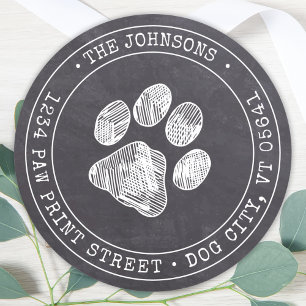 Rustic Chalkboard Paw Print Return Address Label