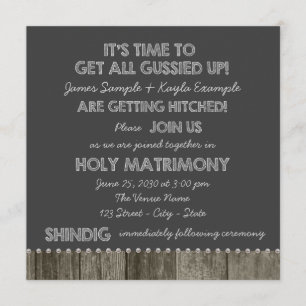 Rustic Chalkboard Redneck Wedding Invitations
