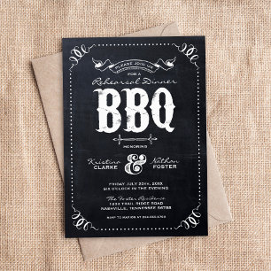 Rustic Chalkboard Rehearsal Dinner BBQ Invitation