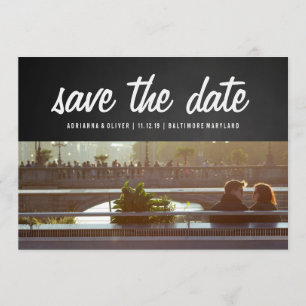 Rustic Chalkboard Save The Date   Couple Photo