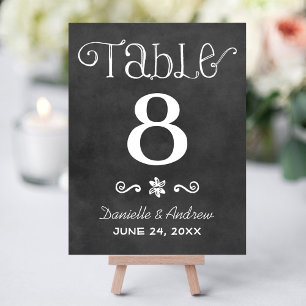Rustic Chalkboard Script Table Number Card