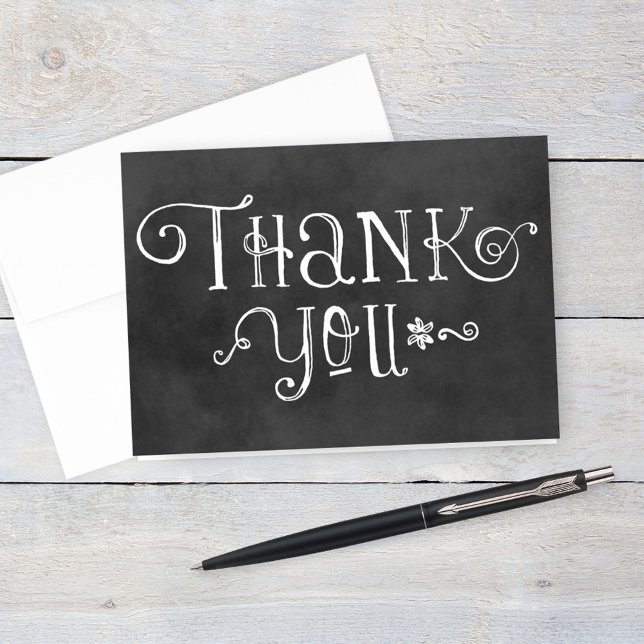 Rustic Chalkboard Script Wedding Thank You Card (Creator Uploaded)