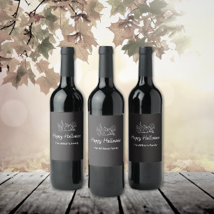 Rustic Chalkboard Simple Halloween Party Pumpkin Wine Label