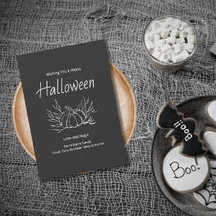 Rustic Chalkboard Simple Pumpkin Happy Halloween  Holiday Card
