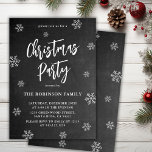 Rustic Chalkboard Snowflake Christmas Party Invitation<br><div class="desc">Rustic Chalkboard Snowflakes Script Black Christmas Party Invitations is perfect for a Rustic Christmas event. Features a „Christmas Party” text in a pretty hand lettered brush script in white on black chalkboard background. Easy to personalise with your name and party details.</div>