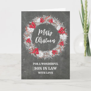 Rustic Chalkboard Son in Law Merry Christmas Card