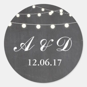 Rustic Chalkboard String Lights Stickers Labels
