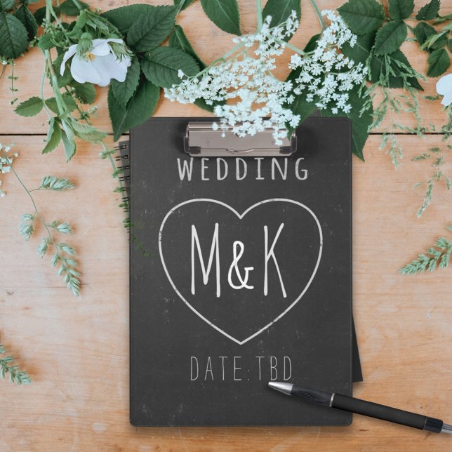Rustic Chalkboard Style Wedding Clipboard (Perfect clipboard for all organized Brides-2-be. )