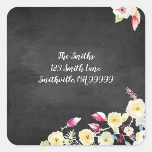 Rustic Chalkboard Vintage Floral Wedding Square Sticker