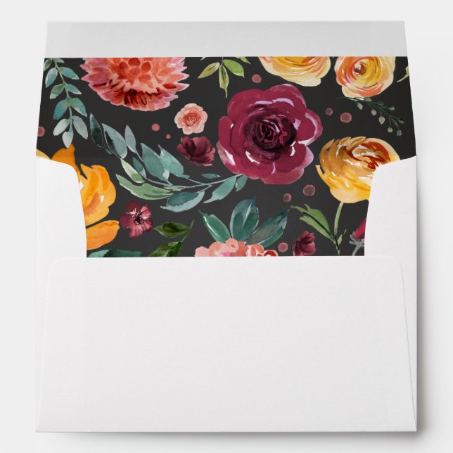 Rustic Chalkboard Watercolor Floral Wedding Envelopes (Back (Bottom))