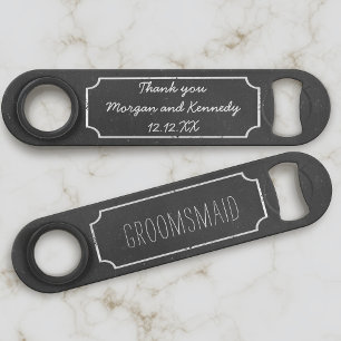 Rustic Chalkboard Wedding Groomsmaid Bottle Opener