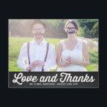 RUSTIC CHALKBOARD WEDDING PHOTO THANK YOU POSTCARD<br><div class="desc">RUSTIC CHALKBOARD WEDDING PHOTO THANK YOU POSTCARD 
 A customisable wedding thank you postcard white white retro typography and chalkboard background. Other colours are available in my store.</div>