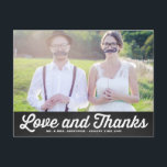 RUSTIC CHALKBOARD WEDDING PHOTO THANK YOU POSTCARD<br><div class="desc">RUSTIC CHALKBOARD WEDDING PHOTO THANK YOU POSTCARD 
 A customisable wedding thank you postcard white white retro typography and chalkboard background. Other colours are available in my store.</div>