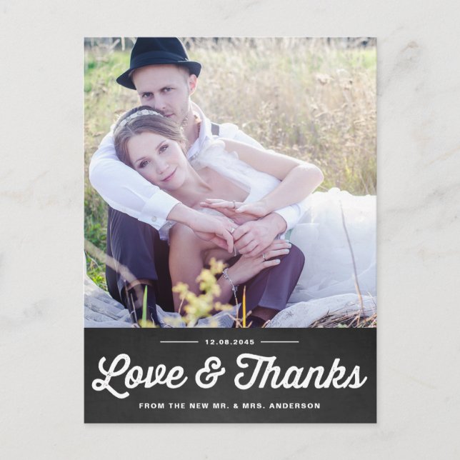 RUSTIC CHALKBOARD | WEDDING THANK YOU POSTCARD (Front)