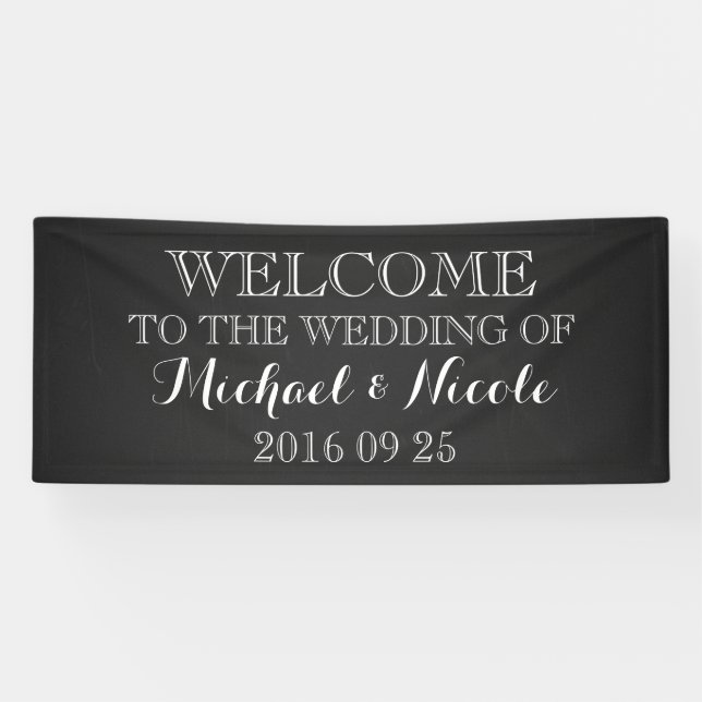 Rustic Chalkboard Wedding Welcome Sign Custom (Horizontal)