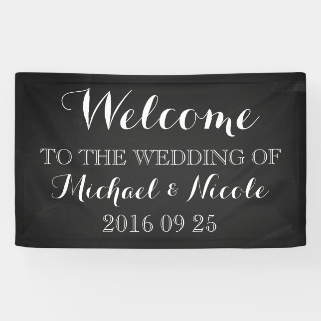 Rustic Chalkboard Wedding Welcome Sign Custom (Horizontal)