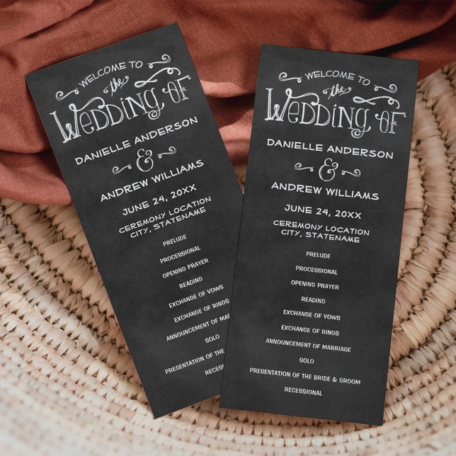 Rustic Chalkboard Welcome Wedding Ceremony Programme (Creator Uploaded)