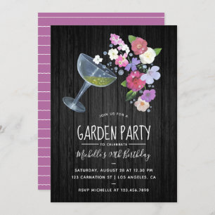 Rustic Champagne floral Garden Party Invitation