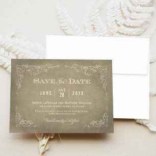 Rustic Champagne Gold Grapevine Vineyard Wedding Save The Date