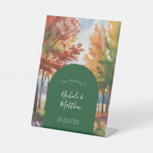 Rustic Changing of the Leaves Wedding Pedestal Sign