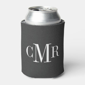 Rustic Charcoal Classic Monogram Can Cooler
