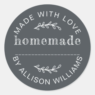 Rustic Charcoal Gray Homemade Baked Goods Classic Round Sticker