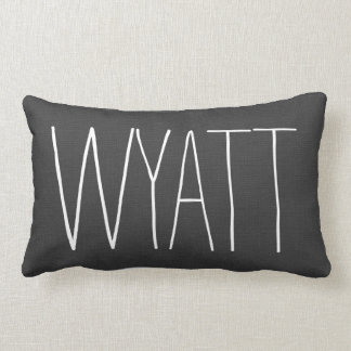 Rustic Charcoal Name Monogram Lumbar Cushion