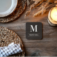 Rustic Charcoal Wood Serif Monogram Name