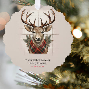 Rustic Charm Farmhouse Treasures with Plaid Deer Tree Decoration Card