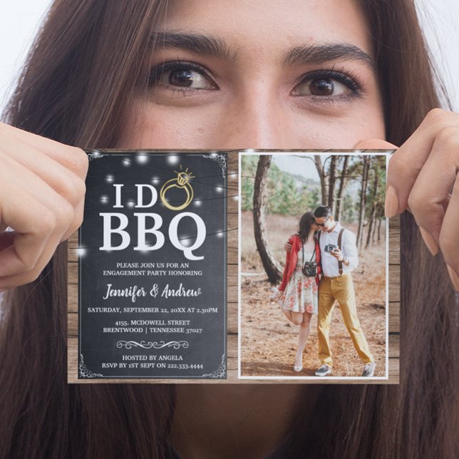 Rustic Charm 'I DO BBQ' Engagement Party Invitation (Creator Uploaded)