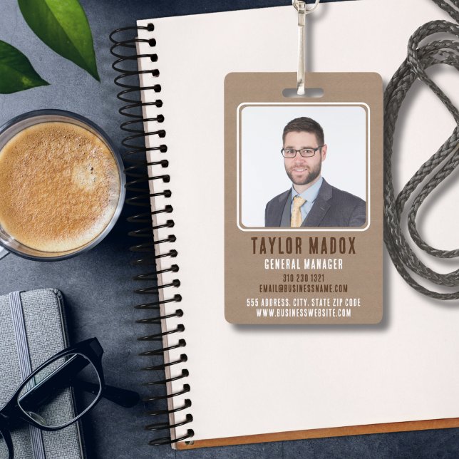 Rustic Charm Kraft Paper Employee Business  ID Badge (Creator Uploaded)