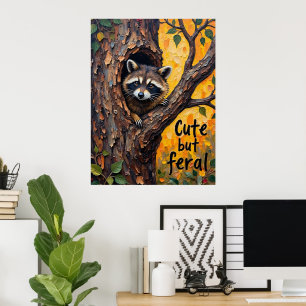 Rustic Charm: Racoon in the Wilderness Poster