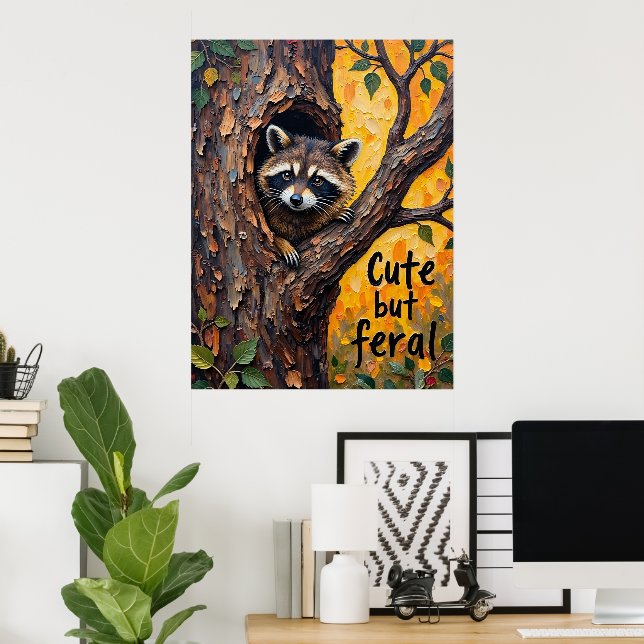Rustic Charm: Racoon in the Wilderness Poster (Home Office)
