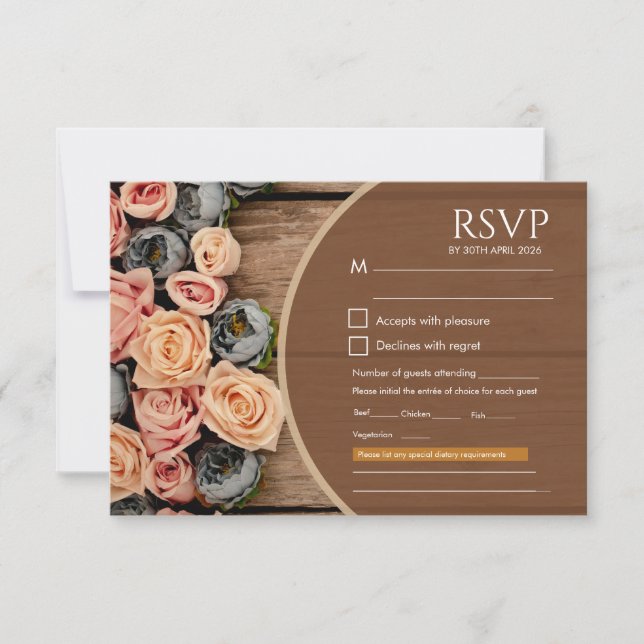 Rustic Charm Wedding RSVP Card (Front)