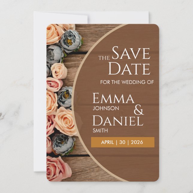 Rustic Charm Wedding Save the Date Card (Front)