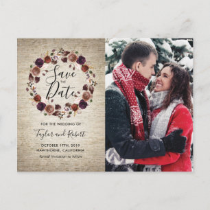 Rustic Chateau Floral Photo Save the Date Invitation Postcard