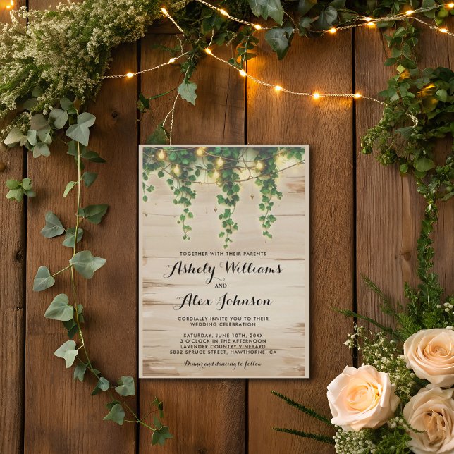 Rustic Chateau Stone Church Lights Wedding Invitation (Creator Uploaded)