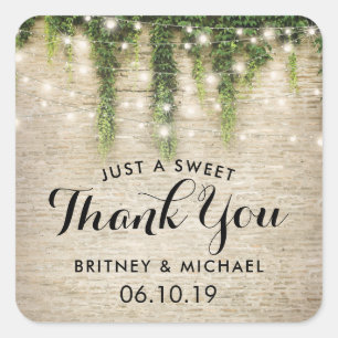 Rustic Chateau Stone Church String Lights Wedding Square Sticker