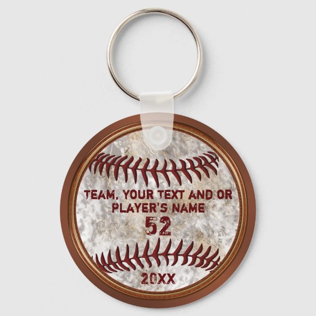 Rustic Cheap Baseball Gifts for Players or Coaches Key Ring (Front)