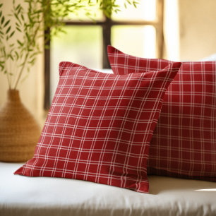 Rustic Checkered Pattern Plaid Fabric Christmas Cushion