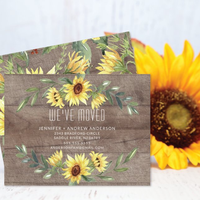 Rustic Cheerful Sunflowers Moving Announcement (Creator Uploaded)