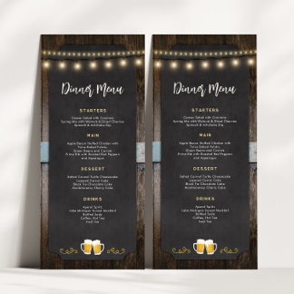 Rustic Cheers and Beers 4x9 Dinner Menu