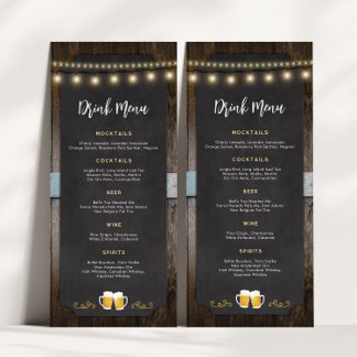 Rustic Cheers and Beers 4x9 Drink Menu