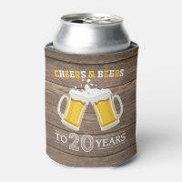 Rustic Cheers and Beers to 20 Years Can Cooler