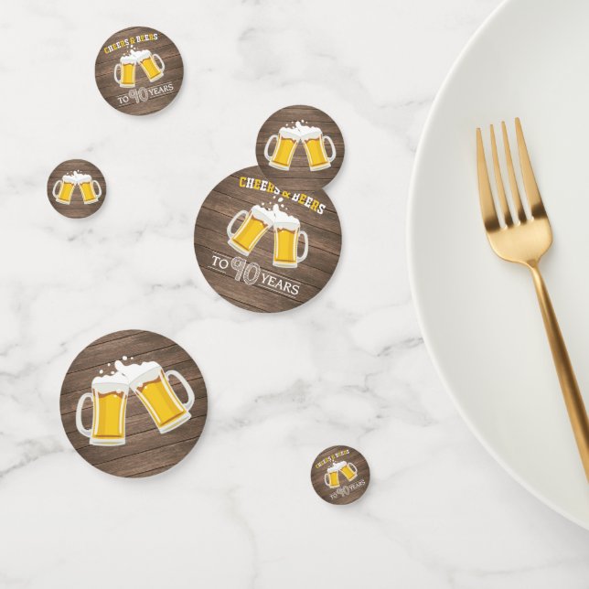 Rustic Cheers and Beers to 90 Years Confetti (Group)
