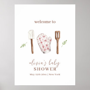 Rustic Chef Kitchen Stuff Baby Shower Welcome Poster