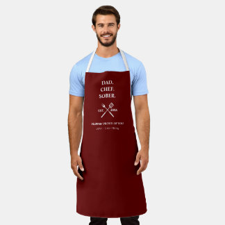 Rustic Chef Sober Dad Proud Childrens Names Red Apron