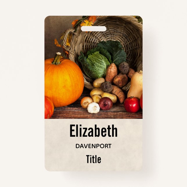 Rustic Chef's Table Bountiful Harvest ID Badge (Front)